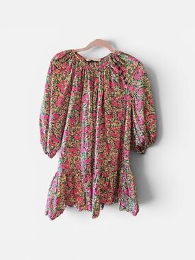 Zara Pink Floral Peasant Dress Sz SMALL